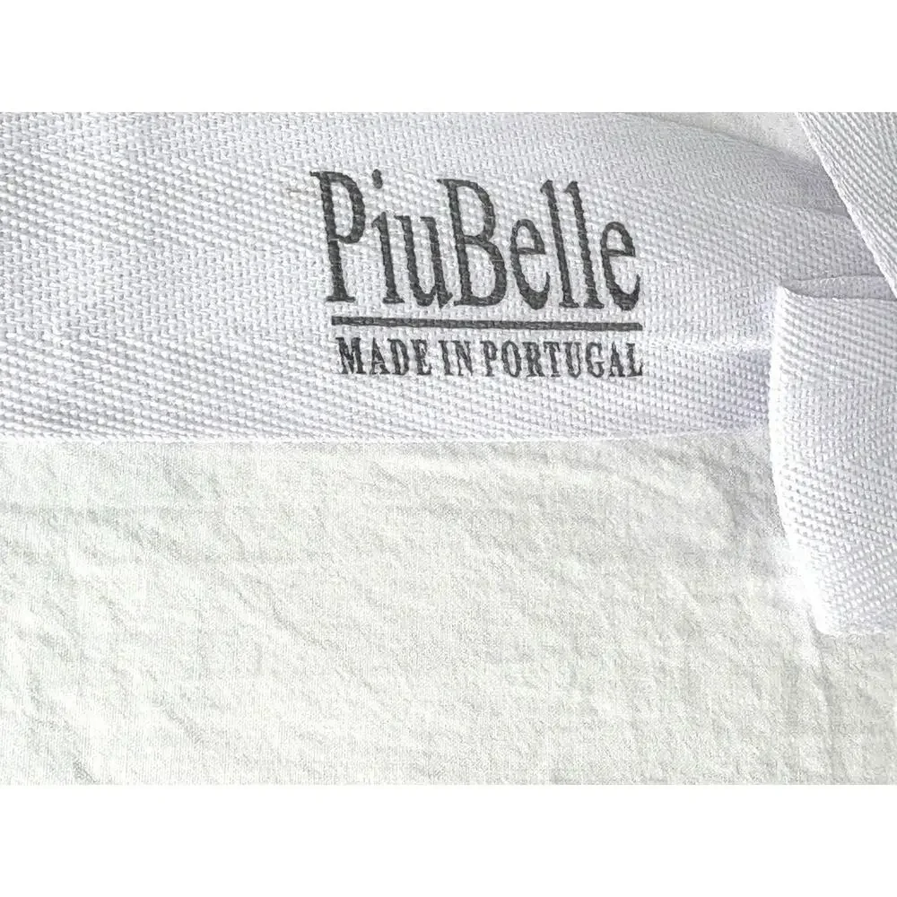PiuBelle White Queen Sheet Set 100% Cotton Crochet Border Trim NWT Portugal